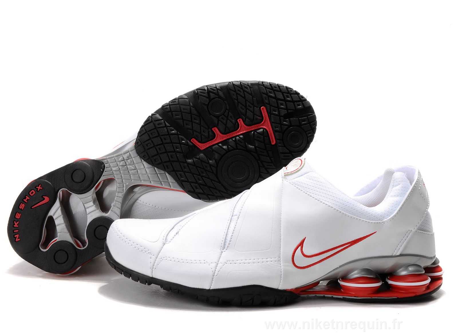 Blanc Et Rouge Nike Shox R5 En Cuir